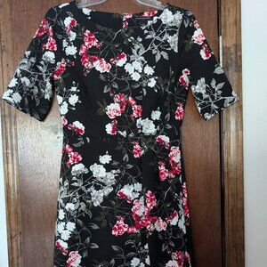 Pleated Waist Floral Print BRF Dress